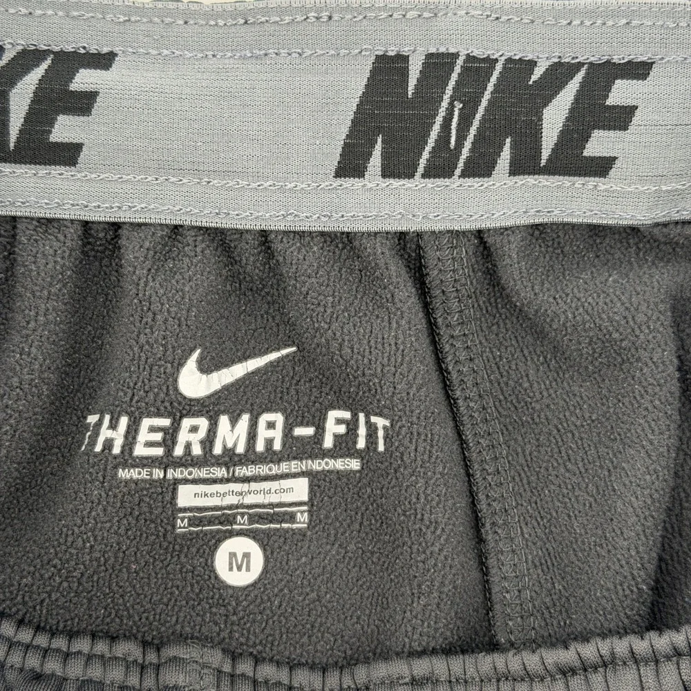 Nike Therma-FIT Training Pants Mens Medium Black Straight Leg Fleece Joggers Y2K